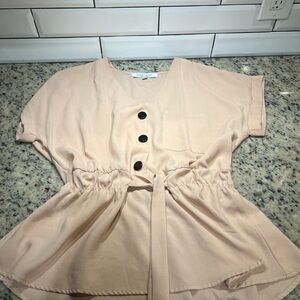 Sweet Rain Peach Button-Down Blouse
